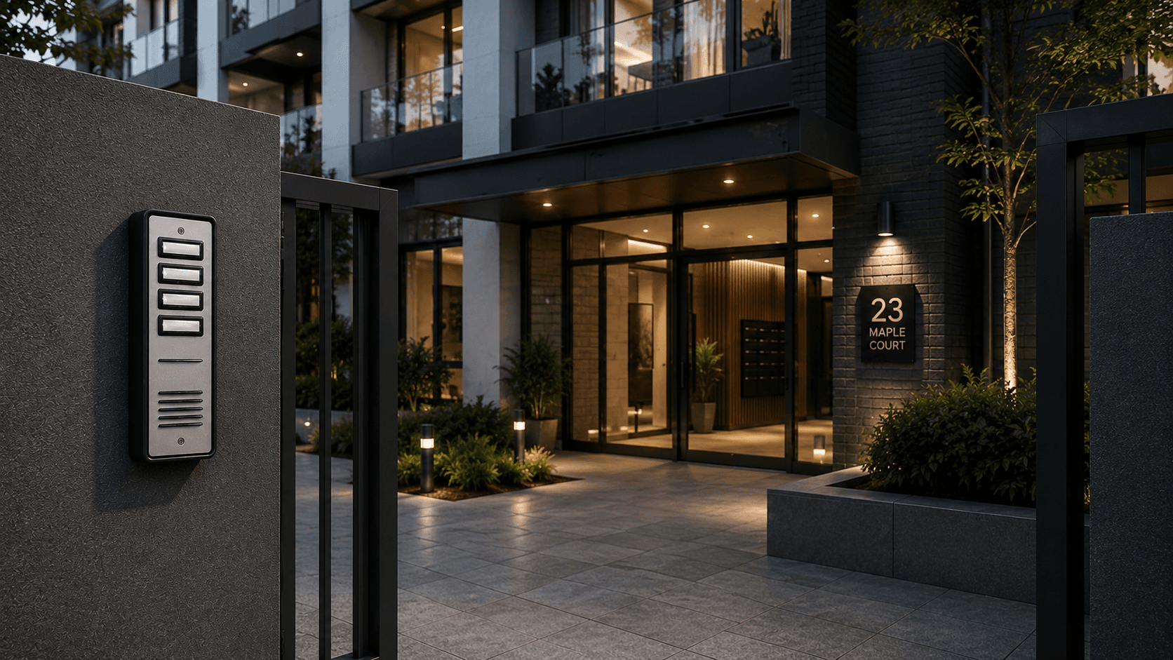 External voice-only intercom at a residential entrance