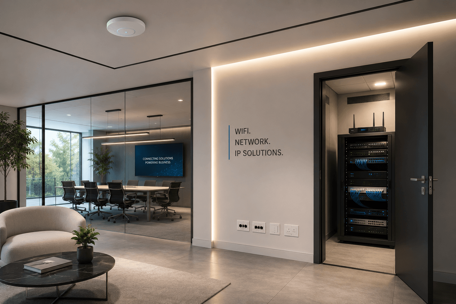 Security and network control equipment in a modern building